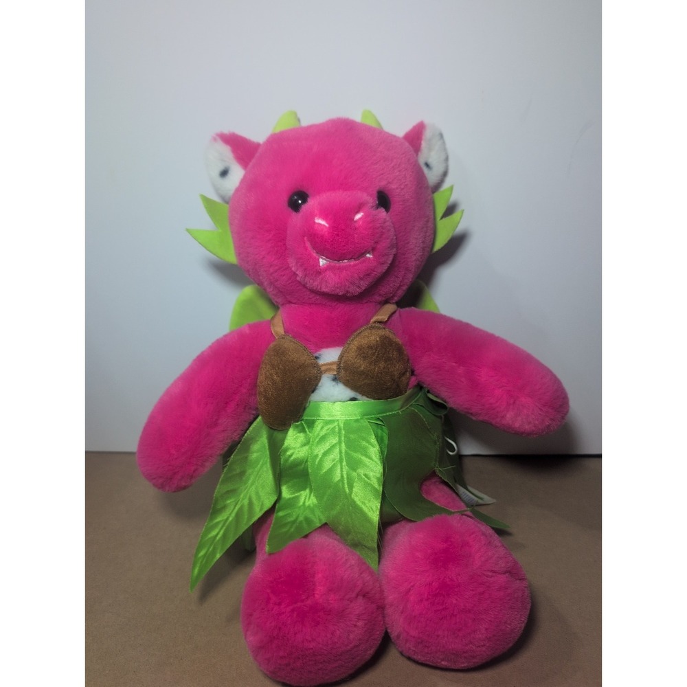 Build A Bear Dragon Fruit 17" Plush Pink With Green Wings 2025 BAB plus outfit